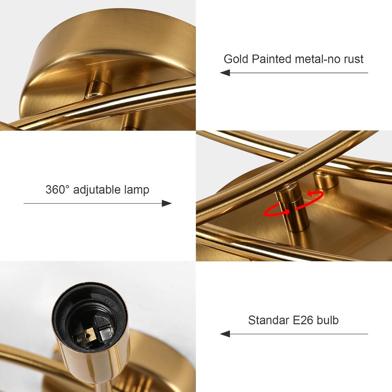 Tea Light Gold Sputnik Ceiling Light Fixture, Modern 6-Light Sputnik Chandelier with 350° Rotatable Arms, E26 Bulb Compatible for Living Room, Bedroom, Dining Room - Stylish Home Decor Lighting - Image 3